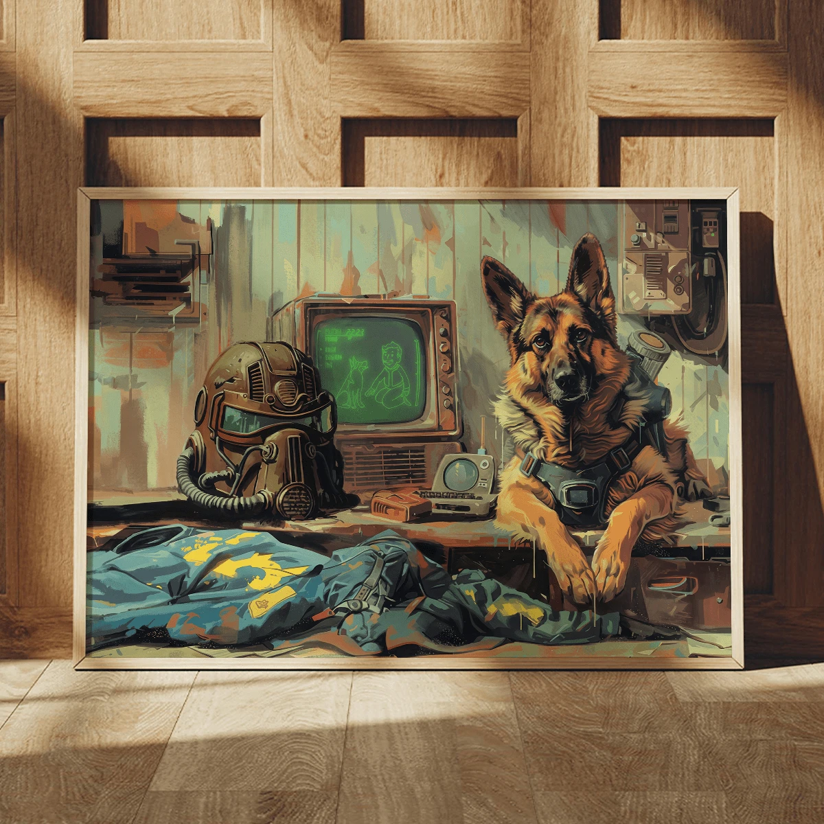1pc Modern Wall Art Poster, Vintage Contemporary Decorative Art Style, Inspired By Fallout German Shepherd Canvas Art Print - Animal Ink Wall Hanging Decor, Framed Or Unframed, Room Decor, Home Decor, College Dorm Apartment Decor, Hotel, Home, Living Room, Bedroom, Bathroom And Office Wall Decor Gift