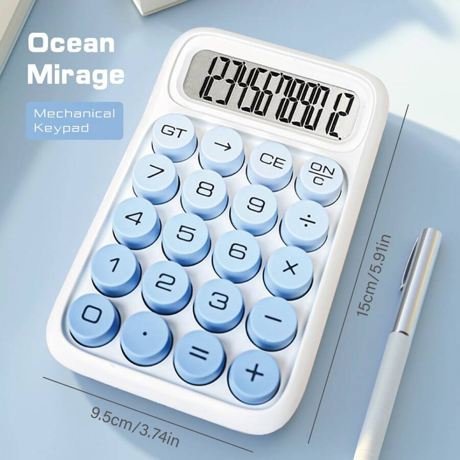 Mini Gradient Calculator: 12-Digit LCD Display & Clicky Aesthetic Keys | Ultra-Portable Office And School Desktop Essential - Twilight Bloom - View 1