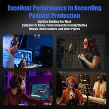 1个带麦克风支架和手机支架的麦克风防风罩，录音隔离罩，麦克风隔离球吸音泡沫防风罩，适用于大型麦克风、录音棚设备、室内外录音 - 彩色 - 查看 9