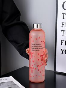 1pc 1000ml Matte Water Bottle, Butterfly, Daisy, Heart Decor, Large Capacity, School, Outdoor, Best Gift For Girlfriend, Sports Water Bottle - Multicolor - View 6