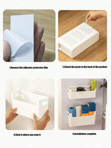 2pcs/1pc Kitchen Wall Mounted Storage Box, Adhesive Wrap Bag Holder For Cabinet Interior, Over-The-Door Hanging Basket, Kitchen Organizer, Room Decor, Home Decor