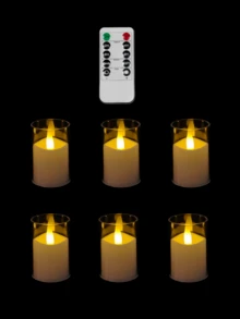 6/12/24 pièces Bougies sans flamme scintillantes avec télécommande, bougies électroniques de petite taille (livrées avec piles) de 4 cm x 6 cm, effet de flamme 3D, minuterie 2/4/6/8 heures, bougies LED miniatures, convient pour la décoration de la maison, le mariage, la fête, la table à manger, le jardin, la Saint-Valentin - transparent - Voir 9