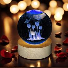 3D郁金香水晶球夜灯，是情人节、感恩节、母亲节及其他节日的最佳礼物。它象征着充实幸福的生活，是每个人都喜欢的梦幻美丽的礼物，也是一份贴心的生日礼物。 - 彩色 - 查看 5