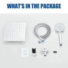 Shower Head Combo,8 Inch High Pressure Rain Shower Head  And 3 Settings Handheld Shower Head Combo,Powerful Shower Spray Against Low Pressure Water With Long Hose - Hợp kim crom - không có tay nối dài - Xem 10