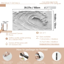 1幅现代墙面艺术海报，2D抽象海浪帆布画，白色海浪装饰画，油画质感海报，适用于客厅、卧室、浴室、办公室的墙面装饰，是理想的乔迁礼物，也适合宿舍、公寓装饰。 - 彩色 - 查看 13
