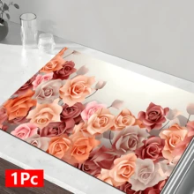 1pc Floral Pattern Absorbent Dish Drying Mat, Home Decor, Suitable For Espresso Machine Surface, Sink Drain Mat, Faucet Pad, Bathroom Cup Mat, Kitchen & Bathroom Accessories - Multicolor - View 14
