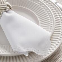 Fabric Napkin Set Of 50 Oxford Laser Finish - 白色 - 查看 2