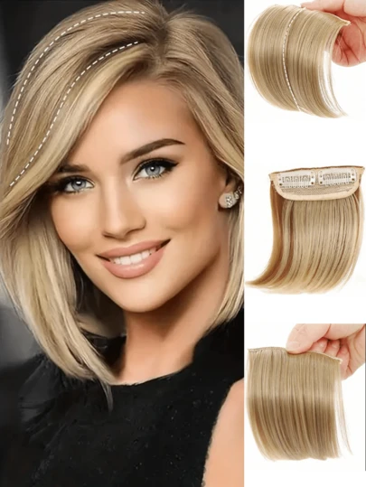 Tóc giả che khuyết điểm vùng đỉnh đầu 4 inch dành cho nữ, kiểu liền khối, hai kẹp, vô hình và liền mạch, kích thước nhỏ, dùng để bù đắp rụng tóc.