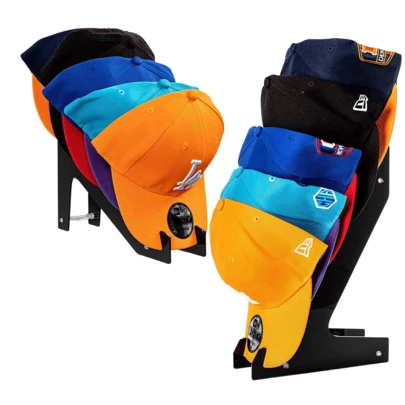 Väggmonterad kepsställ - Set med 2 akrylställ - Rymmer 10 kepsar - Förvaring för sovrum, hall eller omklädningsrum - Svart