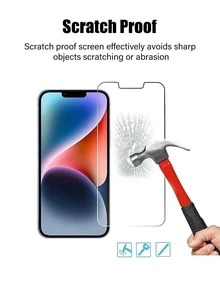 5 piezas Protector de pantalla de vidrio templado ultra claro, de alta definición y material de alta dureza que protege contra arañazos e impactos, resistente al agua, resistente a las huellas dactilares, fácil instalación, compatible con iPhone 17 Pro Max/17 Pro/17 Air/17/16e/16 Pro Max/16 Pro/16 Plus/16/15 Pro Max/15 Pro/15 Plus/15/14/13/12 y otros modelos. Accesorios esenciales para la protección de pantallas, aplicables para uso diario, oficina y hogar. Protector de pantalla de teléfono a prueba de golpes, resistente a caídas y arañazos. - transparente - Ver 4