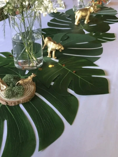 Artificial Tropical Palm Leaves, Hawaiian Tropical Leaf Placemats, Centerpiece Decor, Jungle Beach Hawaiian Tropical Party Decorations, Summer Decor, Aloha Party Supplies, Summer Beach Party Decorations, Hawaiian Luau Table Decor, Flamingo Party Supplies, Wild Birthday Party Supplies, Tropical Jungle Decor Accessories, Summer Home Decor, Kitchen Decor, Tabletop Decor