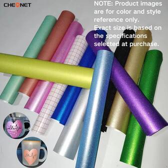 12pcs Glitter Self-Adhesive Vinyl Stickers + Transfer Vinyl Sticker Set, DIY Customization