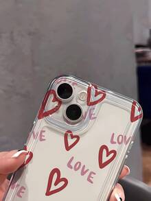 1pc Minimalist Love Heart Design Transparent Soft Silicone Phone Case, Anti-Slip Anti-Drop, Lightweight, Full Coverage Lens Protection Compatible With Apple Phones - Multicolor - View 3