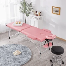 Butterslay 2-Fold Portable Massage Table Multi-Functional Adjustable Spa Table With Headrest & Armrests & Hand Pallet Foldable Massage Bed For Salon Spa Lash Studio Pink/Black - Pink - View 2