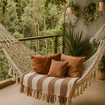 Manta Decorativa Queen Estilo Boho – Algodão Natural Listrado com Franjas – 2,40m x 1,80m