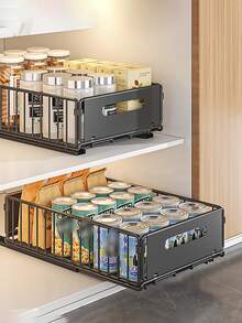 免钻孔折叠式橱柜拉篮，多功能滑动零食收纳架，家用厨房水槽收纳架 - 彩色 - 查看 11