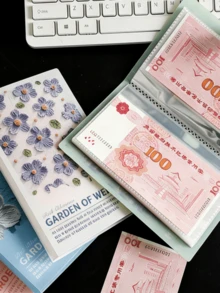 100 Pockets Cash Budget Planner Book, 50 Sheets Sleeves Flower Wealth Album, Postcards Organizer - Multicolor - View 5
