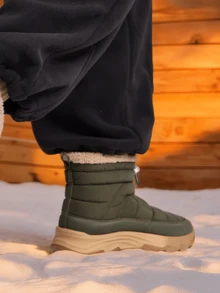 CAMEL CROWN Winter Non-Slip High-Top Water-Repellent Men's Thick-Soled Outdoor Fleece-Lined Snow Boots Cotton Shoes - Green - View 3