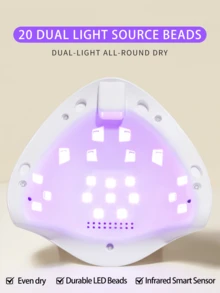 XEIJAYI 1pc 20 LED Bulbs White UV LED Nail Lamp, Professional Nail Gel Polish Dryer With 3 Timer Settings - White - View 6