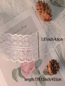 1/10码 - （1码 = 0.914米，10码 ≈ 9.14米）白色蕾丝花边丝带，手工DIY装饰丝带，礼品包装，发饰，插花 - 服装装饰，白色蕾丝派对礼品，装饰品，礼品丝带，圣诞节，情人节，母亲节 - 白色 - 查看 3
