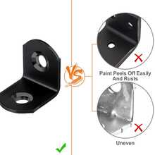 50pcs L-Shaped Stainless Steel Bracket Set, 90 Degree Right Angle Brackets, 100pcs Screws, L-Bracket Hardware, Suitable For Wooden Shelves, Chairs, Tables, Vanities, Furniture (Black) - Black - View 5