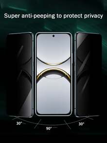 3pcs Compatible OPPO Phone Privacy Protection Film, Full Coverage Anti-Peep Tempered Glass Screen Protector, Essential Screen Protection For Daily, Office, Home Use, Waterproof, Shockproof, Anti-Fall, Anti-Scratch, Anti-Fingerprint - Black - View 2