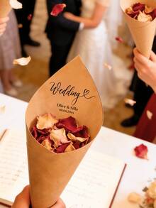 Customizable Text Petal Paper Cones, Suitable For Wedding Favors, Bridal Showers, Birthday Confetti, Christmas, And Halloween Party Decorations. - Multicolor - View 10