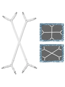 2/4Pcs/Set Triangle Quilt Holders, Metal Clip Adjustable Elastic Band Quilt Fixing Tool, Practical Invisible Anti-Slip Sheet Straps, Suitable For Sofa Cushions, Quilt Sheets, Home Textiles, Household Items,Black And White Options Available - Multicolor - View 6