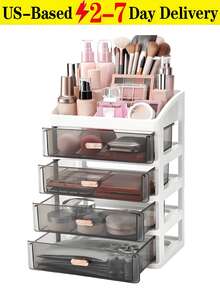 (2-7 Days Must Arrive)1Pc Desktop Cosmetic Organizer, 4 Layer Drawer-Style Cosmetic Storage, Box High-End Dressing Table, Makeup Orginizer, Organziers Storage, Lipstick Skin Care Products Desktop Storage Box Jewelry Storage Rack, Makeup Brush Holder, Drawer Type Dust-Proof Storage Box For Skincare, Nail Supplies, Face  And Brushes, Can Be Used In Bathroom, Living Room, Bedroom And Office To Store Remote Controls, Toothpicks, Chargers, Mobile Phone Cases Lipstick, Eye Cream, Hand Cream, Powder Cake, Eyeshadow, Nail Polish, Storage Space Organizer, Shelf, Makeup Storage Rack, Room Decor, Vanity Accerories, Makeup Bag, Jewelry Organzier, Jewelry Box, Perfume Stand, Jewelry Tray, Drawer Organzier, Perfume Organzier, Vanity Decor, Gift For Valentine's Day Halloween/Christmas Gifts, Back-To-School Season, Gifts For Women, Cruise Essentials, Travel Essential - 彩色 - 查看 1