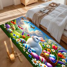 1/2pcs Easter Doormat And Rug Set, Cute Rabbit, Easter Eggs & Floral Pattern, Non-Slip Backing, Suitable For Home Entryway And Stairs Decor, Add Holiday Atmosphere, Soft & Comfortable, Practical & Decorative - Multicolor - View 6