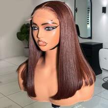 4x1 Inch Lace Front Wig, Elegant Curly Wavy Lace Wig, High Temperature Fiber Material, No Glue Needed, Synthetic Lace Front Wig - Brown - View 3