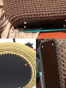 5.1英寸 x 3.1英寸 PU皮革椭圆形包底垫，透气手柄手提斜挎编织包底，DIY皮革工艺配件，轻便易携，适合日常使用