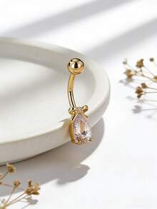 1 chiếc khuyên rốn hình nơ giọt nước thời trang đính đá Cubic Zirconia, trang sức xỏ khuyên cơ thể dành cho nữ, thích hợp đeo hàng ngày, đi biển, dự tiệc. - giọt nước - Xem 2