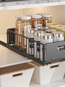 免钻孔折叠式橱柜拉篮，多功能滑动零食收纳架，家用厨房水槽收纳架 - 彩色 - 查看 6