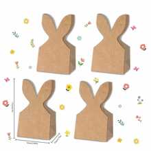 12/24 Pcs Easter Gift Bags, Cowhide Paper Rabbit Ears Party Favor Bags, Boho Style Neutral Bow Ribbon Artificial Flowers Rustic Paper Bunny Gift Boxes Easter Party - Multicolor - View 8