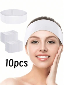 50条一次性SPA面部护理头带，弹性无纺布头带，适用于皮肤护理，柔软发带，易于佩戴，适合女性美容院使用，白色 - 彩色 - 查看 16