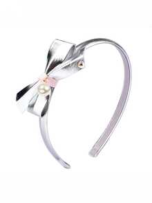 1pc Girls' Faux Pearl Shell Crown Bow Headband, Suitable For Daily Use - Multicolor - View 7