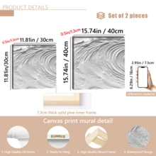 1幅现代墙面艺术海报，2D抽象海浪帆布画，白色海浪装饰画，油画质感海报，适用于客厅、卧室、浴室、办公室的墙面装饰，是理想的乔迁礼物，也适合宿舍、公寓装饰。 - 彩色 - 查看 8