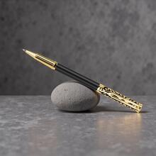 时尚经典黑色雕花圆珠笔/优雅金属商务签名笔/男女通用奢华行政办公签名笔/学生书法练习笔/可替换笔芯 - 黑色 - 查看 5