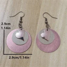 1 par de pendientes bohemios vintage con colgante redondo multicapa con forma de corazón, joyería de moda para mujer, regalo para boda o fiesta - Bronce - Ver 6