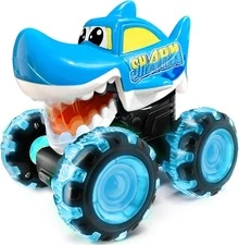 3-Pack Monster Truck Toys, Educational Toys For Kids | Toddler Dynamic Light-Up Cars - Monster Lightning Off-Road Vehicles With LED Lightning Wheels, Press-To-Start Dinosaur Trucks, Baby Toy Gifts, Perfect Christmas And Birthday Gifts, Battery Powered - Three Packs: Red, Green, and Blue. - View 10