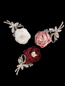 Unisex Rose Flower Brooch, Suitable For Wedding, Party, Gathering