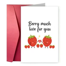 1张趣味创意节日贺卡，可爱情人节贺卡。橄榄你贺卡。趣味情人节贺卡。我爱你贺卡。情人节贺卡，适合所有场合，复活节贺卡，愚人节贺卡，父亲节贺卡，母亲节贺卡，感恩节贺卡。草莓莓果，满满的爱给你贺卡 - 彩色 - 查看 7