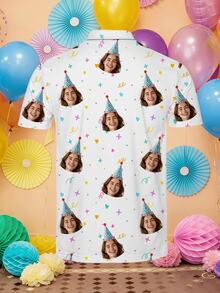 Custom Face Print Men's Polo Shirt | Birthday Party Personalized Photo Tee | Funny Customized Gift For Him - Multicolor - View 4