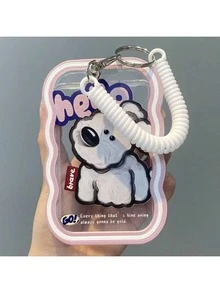 带弹簧绳的卡套 透明水纹卡套 透明卡片保护套 - 卡套+彈簧+小狗掛件 - 查看 5