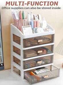 (2-7 Days Must Arrive)1Pc Desktop Cosmetic Organizer, 4 Layer Drawer-Style Cosmetic Storage, Box High-End Dressing Table, Makeup Orginizer, Organziers Storage, Lipstick Skin Care Products Desktop Storage Box Jewelry Storage Rack, Makeup Brush Holder, Drawer Type Dust-Proof Storage Box For Skincare, Nail Supplies, Face  And Brushes, Can Be Used In Bathroom, Living Room, Bedroom And Office To Store Remote Controls, Toothpicks, Chargers, Mobile Phone Cases Lipstick, Eye Cream, Hand Cream, Powder Cake, Eyeshadow, Nail Polish, Storage Space Organizer, Shelf, Makeup Storage Rack, Room Decor, Vanity Accerories, Makeup Bag, Jewelry Organzier, Jewelry Box, Perfume Stand, Jewelry Tray, Drawer Organzier, Perfume Organzier, Vanity Decor, Gift For Valentine's Day Halloween/Christmas Gifts, Back-To-School Season, Gifts For Women, Cruise Essentials, Travel Essential - 彩色 - 查看 9