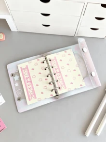 Cartoon Bear Transparent M5 Binder Set, Portable Binder Set, DIY Binder Set, Includes Stamps, Cute Stickers, Sticker Book Replacement Pages, Diary, Sticker Book, Notebook, Stamp Book, Scrapbook, Book, Stamp Book, Manual, Replaceable Transparent Inner Pages, K-Pop Photo Album, Made Of High Transparency PP Material - Multicolor - View 10