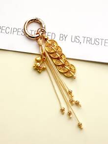 New Year's Edition Original Design Chinese Style Feng Shui Five Emperors Coin Charm Keychain - Gold - View 3
