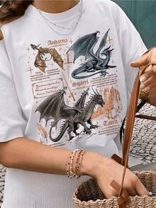 Fourth Wing Dragon Shirt, Tairn & Andarna TShirt, Basgiath War College Tee, Dragon Rider Shirt, Bookish Gift For Readers - 白色 - 查看 1