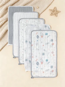 3条/5条装 Oeko-Tex 认证柔软婴儿毛巾，适合儿童日常使用，可用作面巾、围兜或婴儿襁褓毯。 - 彩色 - 查看 5